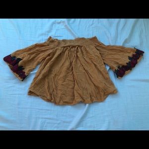 Yellow off the shoulder rose top